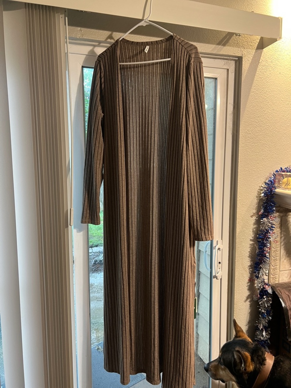 HALARA Brown Ribbed Open Cardigan